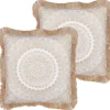 Conjunto De 2 Almofadas Decorativas Cremes E Brancas 45 X 45 Cm Geranium