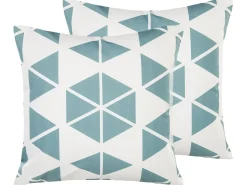 Conjunto De 2 Almofadas De Jardim Azul E Brancas 45 X 45 Cm Rigossa