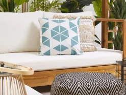Conjunto De 2 Almofadas De Jardim Azul E Brancas 45 X 45 Cm Rigossa
