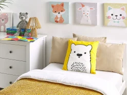 Conjunto De 2 Almofadas Decorativas Amarelas Com Estampa De Urso 45 X 45 Cm Waranasi