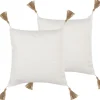 Conjunto De 2 Almofadas Decorativas Creme Com Relevo 45 X 45 Cm Azalea