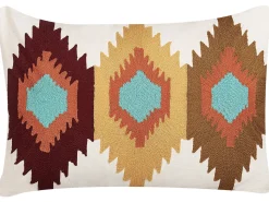Conjunto De 2 Almofadas Decorativas Bordadas Algodao Multicolor 40 X 60 Cm Danapur