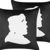 Conjunto De 2 Almofadas Decorativas Em Veludo Preto E Branco 45 X 45 Cm Franklinia