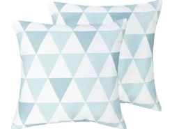 Conjunto De 2 Almofadas De Jardim Em Poliester Azul E Branco 40 X 40 Cm Trifos