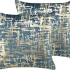 Conjunto De 2 Almofadas Decorativas Azul E Dourado 45 X 45 Cm Gardenia