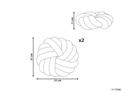 Conjunto De 2 Almofadas Decorativas Com No Em Tecido Boucle Cinzento 31 X 31 Cm Akola