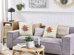 Conjunto De 2 Almofadas Decorativas Bordadas Vermelhas 45 X 45 Cm Davallia