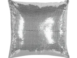 Conjunto De 2 Almofadas Decorativas Com Lantejoulas 45 X 45 Cm Prateada Aster