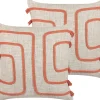Conjunto De 2 Almofadas Decorativas Em Algodao Creme E Laranja Com Padrao Abstrato 45 X 45 Cm Pleione