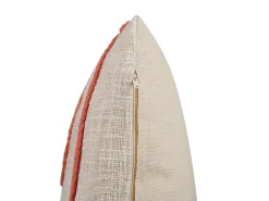 Conjunto De 2 Almofadas Decorativas Em Algodao Creme E Laranja Com Padrao Abstrato 45 X 45 Cm Pleione