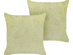 Conjunto De 2 Almofadas Decorativas Verdes 45 X 45 Cm Pilea