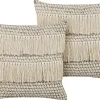 Conjunto De 2 Almofadas Decorativas Em Algodao Creme E Borlas 45 X 45 Cm Iresine