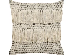 Conjunto De 2 Almofadas Decorativas Em Algodao Creme E Borlas 45 X 45 Cm Iresine