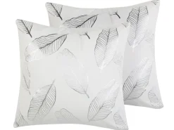 Conjunto De 2 Almofadas Decorativas 45 X 45 Cm Brancas Freesia