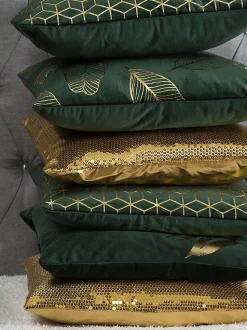 Conjunto De 2 Almofadas Decorativas Com Lantejoulas 45 X 45 Cm Dourada Aster