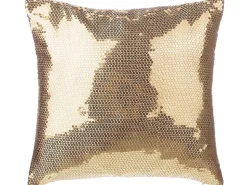 Conjunto De 2 Almofadas Decorativas Com Lantejoulas 45 X 45 Cm Dourada Aster
