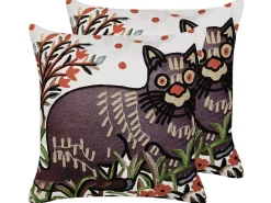 Conjunto De 2 Almofadas Decorativas Bordadas Com Algodao Multicolor 50 X 50 Cm Phusro