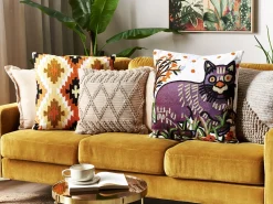 Conjunto De 2 Almofadas Decorativas Bordadas Com Algodao Multicolor 50 X 50 Cm Phusro