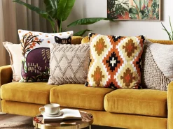 Conjunto De 2 Almofadas Decorativas Bordadas Com Algodao Multicolor 50 X 50 Cm Phusro