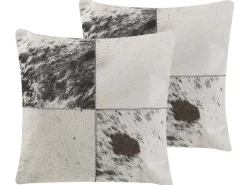Conjunto De 2 Almofadas Decorativas Em Pele Cinzenta 45 X 45 Cm Marady