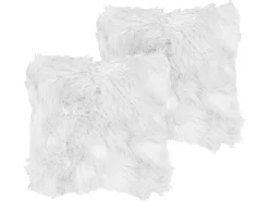 Conjunto De 2 Almofadas Decorativas Brancas 45 X 45 Cm Lubha