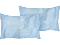 Conjunto De 2 Almofadas Decorativas Em Bombazine Azul 47 X 27 Cm Millet