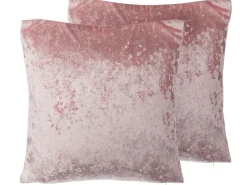 Conjunto De 2 Almofadas Decorativas De Veludo 45 X 45 Cm Rosa Hosta