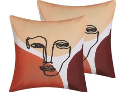 Conjunto De 2 Almofadas Decorativas Bordadas Multicolor 45 X 45 Cm Rudbekia