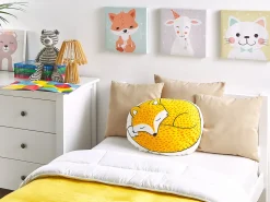 Conjunto De 2 Almofadas Decorativas Amarelas Com Motivo De Raposa 50 X 40 Cm Dhanbad