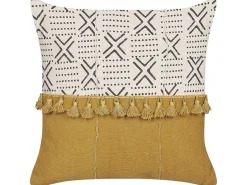 Conjunto De 2 Almofadas Decorativas Branco Creme E Amarelo Mostarda 45 X 45 Cm Woodi