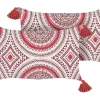 Conjunto De 2 Almofadas Decorativas Em Algodao Vermelho E Branco 30 X 50 Cm Anthemis