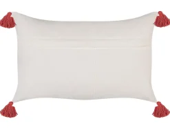 Conjunto De 2 Almofadas Decorativas Em Algodao Vermelho E Branco 30 X 50 Cm Anthemis