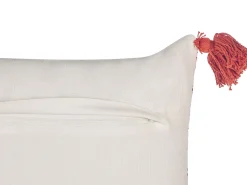 Conjunto De 2 Almofadas Decorativas Em Algodao Vermelho E Branco 30 X 50 Cm Anthemis