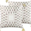 Conjunto De 2 Almofadas Decorativas Com Padrao Geometrico E Borlas Em Algodao Multicolor 45 X 45 Cm Setosa