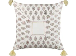 Conjunto De 2 Almofadas Decorativas Com Padrao Geometrico E Borlas Em Algodao Multicolor 45 X 45 Cm Setosa