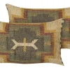 Conjunto De 2 Almofadas Decorativas Com Padrao Geometrico Em Juta Multicolor 30 X 50 Cm Pulicat