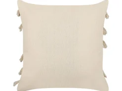 Conjunto De 2 Almofadas Decorativas Em Algodao Creme Com Padrao Abstrato 45 X 45 Cm Pleione