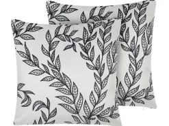 Conjunto De 2 Almofadas Decorativas Bracas E Pretas 45 X 45 Cm Cuphea