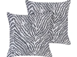 Conjunto De 2 Almofadas Decorativas Brancas E Pretas 45 X 45 Cm Manetti