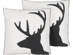Conjunto De 2 Almofadas Decorativas Em Preto E Branco 45 X 45 Cm Shadrack