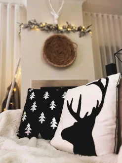 Conjunto De 2 Almofadas Decorativas Em Preto E Branco 45 X 45 Cm Shadrack
