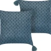 Conjunto De 2 Almofadas Decorativas Em Veludo Azul Escuro 45 X 45 Cm Ribes
