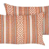 Conjunto De 2 Almofadas Decorativas Em Algodao Laranja E Branco Com Padrao Geometrico 30 X 50 Cm Inula