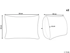 Conjunto De 2 Almofadas Decorativas Em Algodao Laranja E Branco Com Padrao Geometrico 30 X 50 Cm Inula