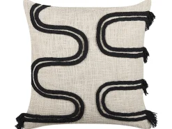 Conjunto De 2 Almofadas Decorativas Em Algodao Creme E Preto 45 X 45 Cm Fuchsia