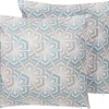 Conjunto De 2 Almofadas Decorativas Com Padrao Geometrico 45 X 45 Cm Azul E Cinzento Primrose