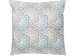 Conjunto De 2 Almofadas Decorativas Com Padrao Geometrico 45 X 45 Cm Azul E Cinzento Primrose