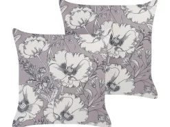 Conjunto De 2 Almofadas Decorativas Cinzentas E Brancas 45 X 45 Cm Sophora