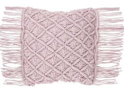 Conjunto De 2 Almofadas Decorativas Em Macrame De Algodao Rosa 40 X 40 Cm Yaniklar