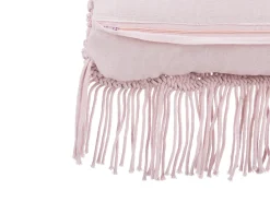 Conjunto De 2 Almofadas Decorativas Em Macrame De Algodao Rosa 40 X 40 Cm Yaniklar